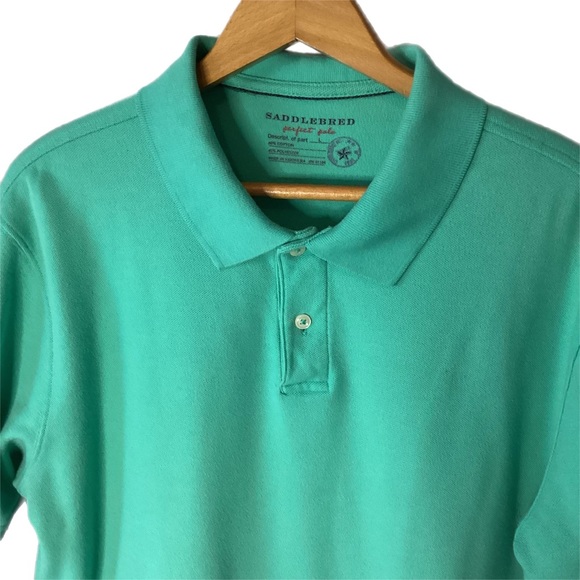 Saddlebred L Perfect Polo Mens Teal Green Shirt Golf Casual EUC - Picture 6 of 15